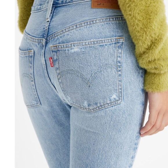 LEVIS WOMEN’S 501 SKINNY JEANS HIGH RISE BUTTON FLY THE RIPS/TEARS ARE ORIGINAL - Picture 3 of 15